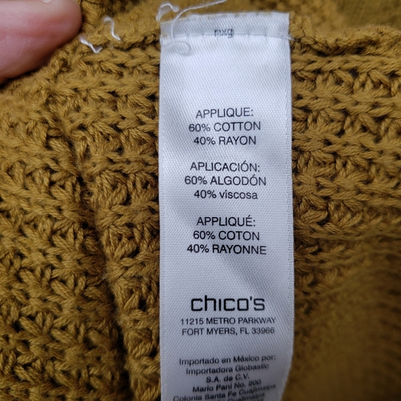 Chico's Cozy Textured Cowl Sweater Martini Olive 0 - Picture 11 of 12